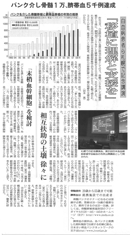北海道新聞に掲載された記事